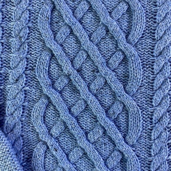 Croft And Barrow Women Sweater M Blue Heathered Nylon Blend Cable Knit Pullover - Picture 5 of 10